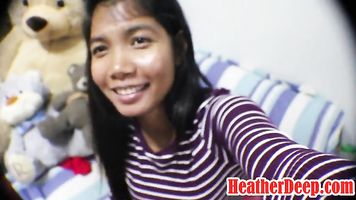 HEATHERDEEP.COM 10 Semanas Embarazada Tailandesa adolescente Heather Profunda da mamada y obtiene semen en la boca y se traga